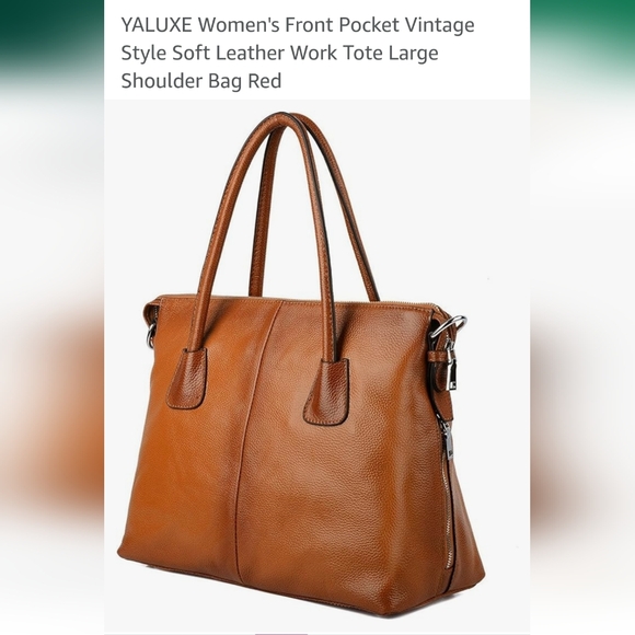 Vintage soft leather work tote large bag - Picture 7 of 9